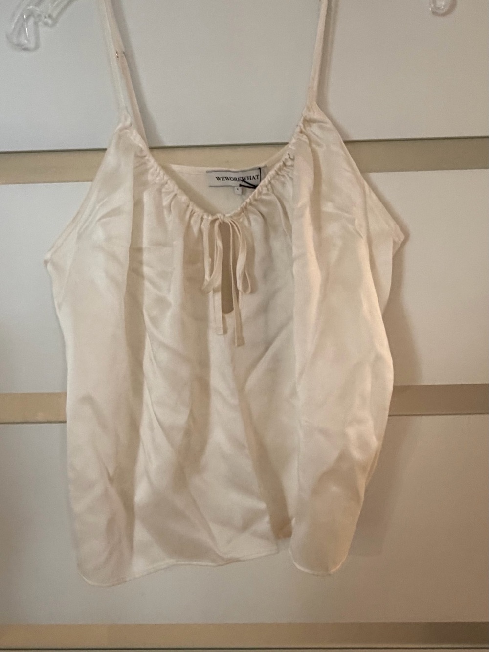 WeWoreWhat 100% Silk Cream Tie-Front Camisole